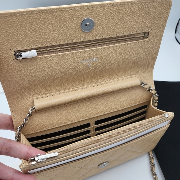 Brand new 2022 authentic Chanel classic beige caviar quilted woc wallet on chain - Picture 10 of 17